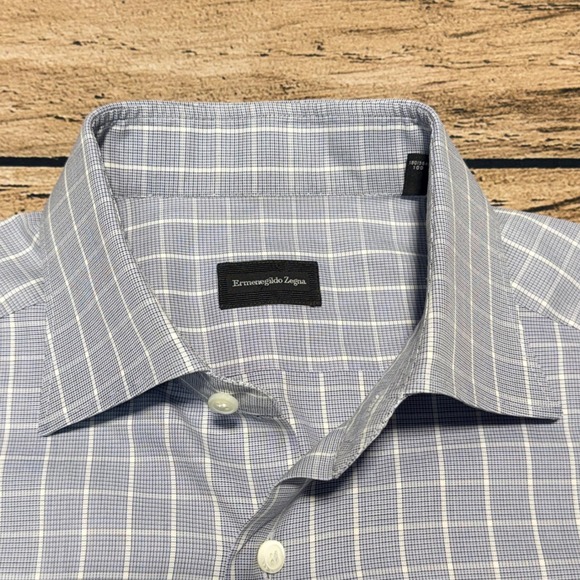 Ermenegildo Zegna Other - Ermenegildo Zegna Dress Shirt Mens 16 41 Blue White Check Regular Fit Luxury